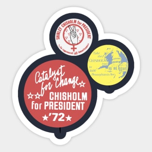 Chisholm for President, Classic 1972 Campaign Buttons Sticker